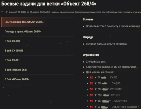 Акция «В бой» на «Объект 268/4, Progetto M40 mod. 65 и Kranvagn в апреле World of Tanks