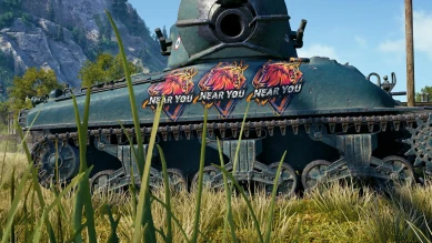 Эмблема, надпись, командир, медаль и большая декаль Near_You в Битве блогеров 2021 World of Tanks