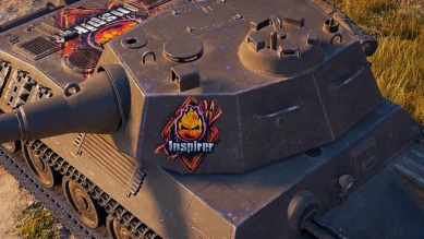 Эмблема, надпись, командир, медаль и большая декаль Inspirer в Битве блогеров 2021 World of Tanks