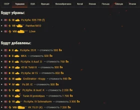 Обновление ассортимента премиум техники в клиенте Мира танков