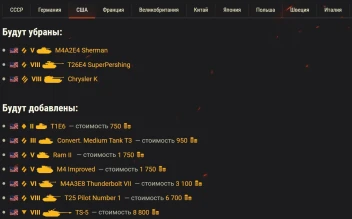 Обновление ассортимента премиум техники в клиенте Мира танков