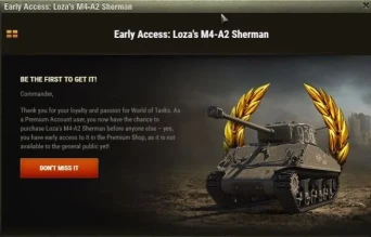 Обладатели према на EU регионе получили ранний доступ к покупке танка Loza's M4-A2 Sherman.