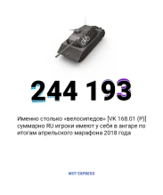 Количество полученных VK 168.01 (P) WoT.