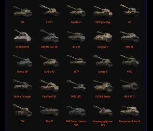 Список танков из Чёрного гаража. Чёрный рынок 2025 в Мире танков