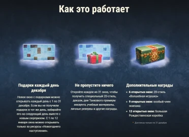 Новогодний календарь 2025 в World of Tanks: ни дня без награды! Новогодний календарь 2025 в World of Tanks: ни дня без награды!