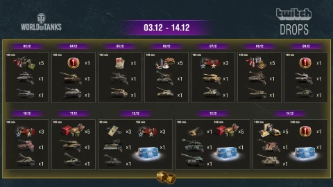 Новогодние Twitch Drops. «12 дней праздников» в World of Tanks