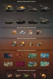 Содержимое коробок «Пылающее сокровище» в World of Tanks