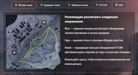 Схема разъезда на новой карте «Битва за Москву» в Мире танков